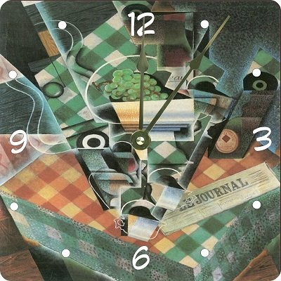 Rikki KnightTM Juan Gris Art Still Life with Green Checked Tablecloth Design 6" Art Desk Clock