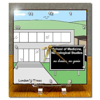 DC_2313_1 Rich Diesslins Funny Medicine Cartoons - School Of Neurology - Desk Clocks - 6x6 Desk Clock