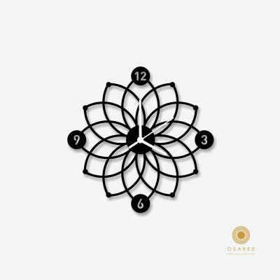 Osaree Spirograph Flower Shape Modern Geometric design Analog Wall Clock (Matte Black)