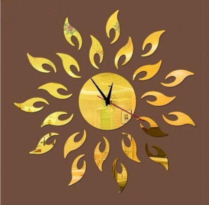 Direct Selling Mirror Sun Acrylic Wall Clocks 3d Home Decor Diy Crystal Quartz Clock Art Watch (gold)