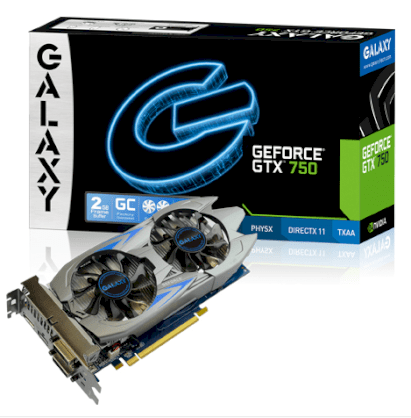 Galaxy GeForce GTX750 GC 2GB (75NPH8DV9JXX) (Nvidia GeFore GTX 750, 2048MB GDDR5, 128 bit, PCI-E 3.0)