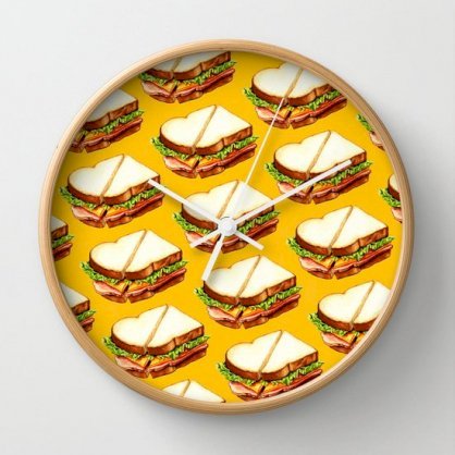 Đồng hồ treo tường Society6 Ham Sandwich Pattern