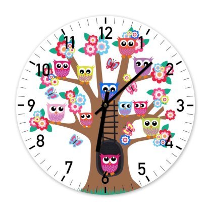 Đồng hồ treo tường Clockadoodledoo Owls in a Tree Illustration