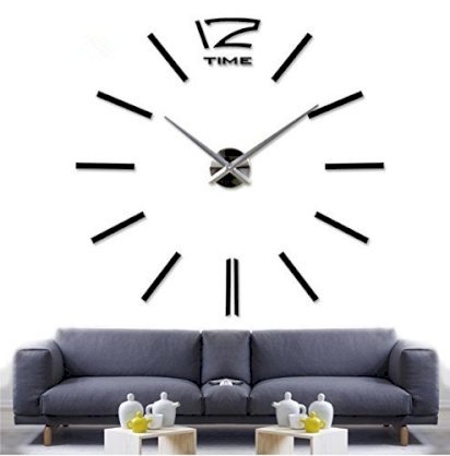 Real Brand Home Decor Living Room Quartz Watch Big Digital Wall Clock Modern Design Large Clocks (Black)