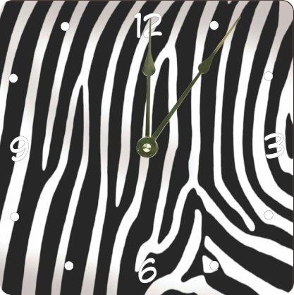 Rikki KnightTM Zebra Stripes Design Design 6" Art Desk Clock