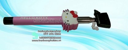 Monopod Hello Kitty hồng nhạt có nút bấm dành cho iphone 4/4s/5/5s/6/6Plus