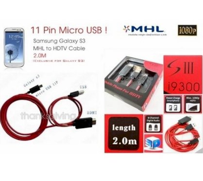 Dây Cáp Micro USB to HDMI (MHL) cho điện thoại Samsung Note,S3,HTC,LG,Sky