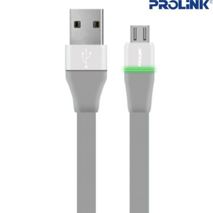 Cáp data MicroUSB Prolink có đèn (Xám)