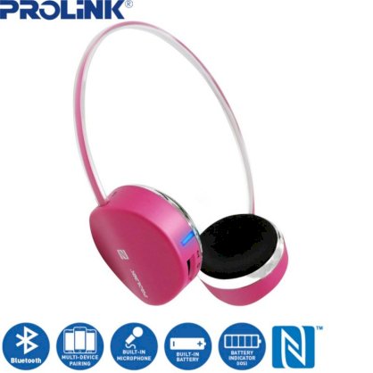 Tai nghe Bluetooth NFC PROLiNK Fervor Basic (Hồng)