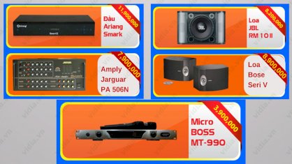 Dàn Karaoke Vidia-01 (Arirang Smart + Ampli PA 506N+ JBL RM10II+Bose Seri V+ Boss MT990)