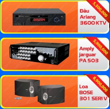 Dàn Karaoke gia đình Vidia-01 (Arirang 3600 KTV+Ampli Jarguar PA-503+Loa Bose 301 Seri V)