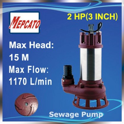 Bơm chìm nước thải và bơm bùn 2HP 1Fa 1.5KW Mepcato CS-2150S/3G