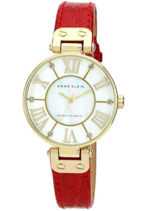 Đồng hồ Anne Klein Watch, Women's Red Leather Strap 34mm