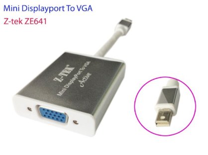 Cáp chuyển đổi Mini DisplayPort, ThunderBolt to VGA Ztek ZE641