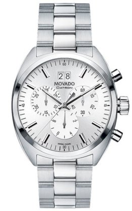 MOVADO Swiss Chronograph Datron Stainless Steel Bracelet Watch 0606477, 40mm