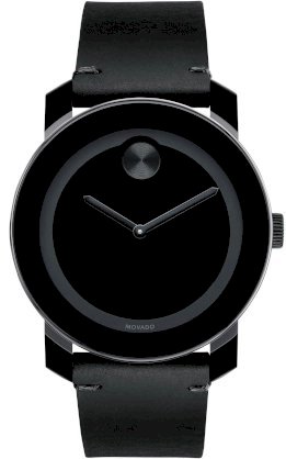 MOVADO Movado Bold Black Dial Leather Unisex Watch 3600352, 42mm