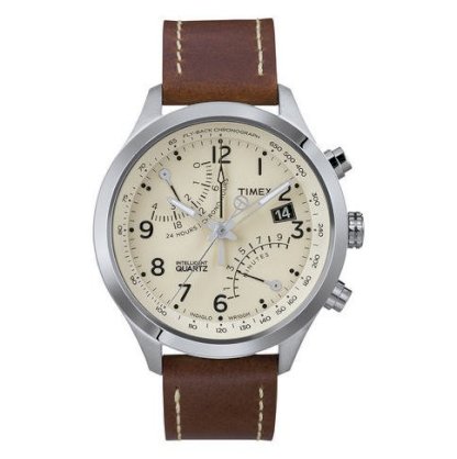 Timex - Đồng hồ thời trang nam dây da Intelligent Quartz Fly-Back Chronograph (Nâu Sậm) T2N932