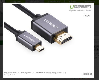Cáp Micro HDMI to HDMI Ugreen 10119 Gold