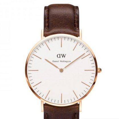 Đồng Hồ Nam Daniel Wellington Classic Bristol 40mm – Dây Da Nâu, Mặt Vàng Hồng