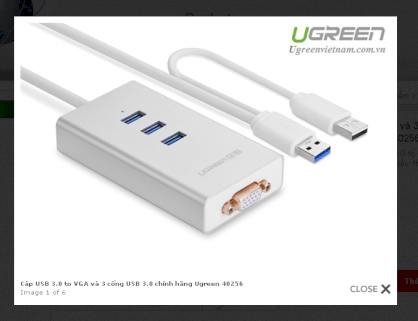 Cáp USB 3.0 to VGA và 3 cổng USB 3.0 Ugreen 40256