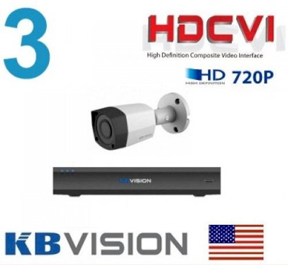 Bộ 3 camera Kbvision HDCVI 720P KB7201D-3 (1.0MP)