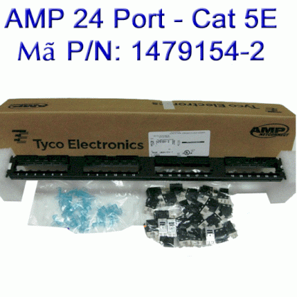 Patch Panel AMP, 24 Port, Chính hãng Cat 5E - 1479154-2