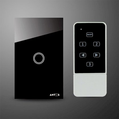 Công tắc cảm ứng đèn 1 nút kèm remote điều khiển từ xa Antos AT-L1B1R