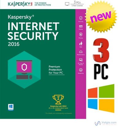 Phần mềm diệt virus Kaspersky Internet Security 2016 3PC