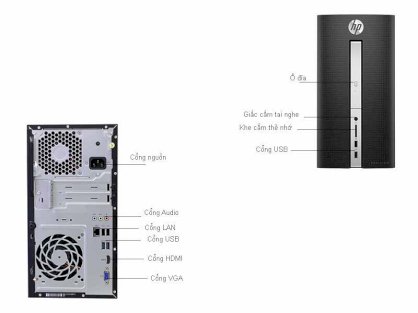 Máy tính Desktop HP Pavilion 510-p014L W2S19AA (Intel Core i3 6100T 3.2Ghz, RAM DDR3L 4GB, HDD 1TB, VGA Onboard, PC DOS, Không kèm màn hình)