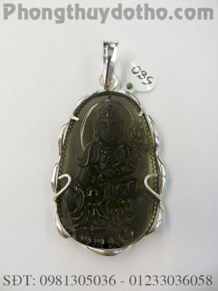 Mặt phật bản mệnh Phổ hiền bồ tát bọc bạc 5,8 x 3,7 cm