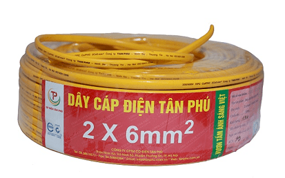 Dây ovan 2 ruột mềm Tân Phú 300/500V CU/PVC 2 x 6mm