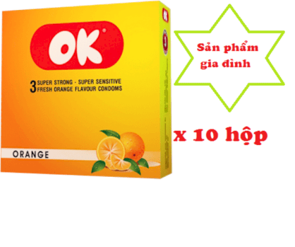 Combo 10 hộp bao cao su OK Hương cam Thái Lan (3c/hộp)