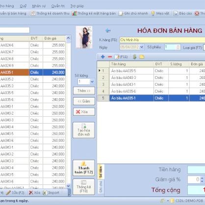 phần mềm Quản lý cửa hàng quần áo, giày dép, kính mắt, hiệu sách…
