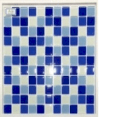 Gạch mosaic thủy tinh màu xanh dương xanh nhạt, trắng HTE30