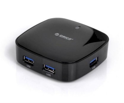 Hub Sạc 4 Port, 4*USB 3.0 ORICO A3H4, Nhôm, Adapter 12V/2.5A, Cable USB 3.0 1m (Đen)