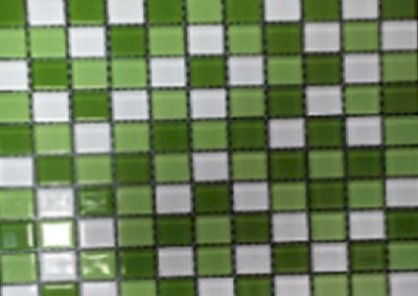 Gạch Mosaic thủy tinh màu xanh lá đậm, xanh lá nhạt, trắng HTE27