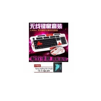 Bộ bàn phím và chuột không dây HK8100 2.4Ghz (Trắng đỏ)
