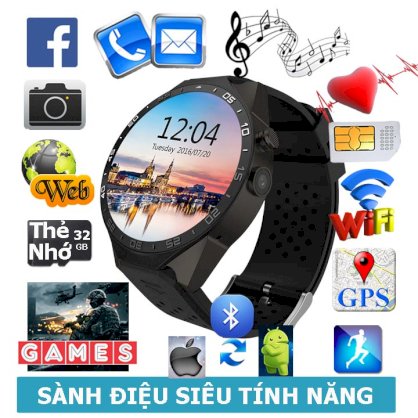 Đồng hồ thông minh Wifi GPS Kingwear Gear 8 Black