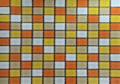 Gạch Mosaic thủy tinh màu cam, nu, trắng, vàng HTE25