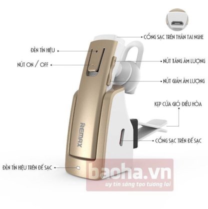 Tai nghe bluetooth Remax RB-T6C màu vàng ánh kim