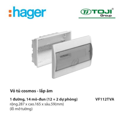 Vỏ tủ âm tường 14 module (12+2 dự phòng) cánh trong Hager VF112TVA