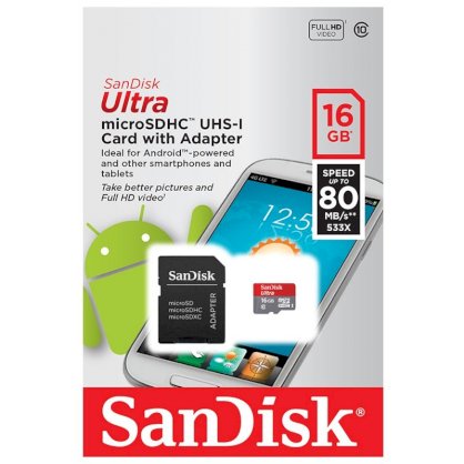 Micro SDHC Sandisk Class 10 Ultra 533X - 16GB