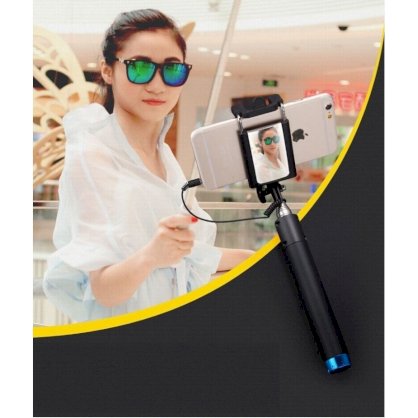 Gậy chụp hình Selfie xi sắt Selfie Stick (Đen phối xanh)