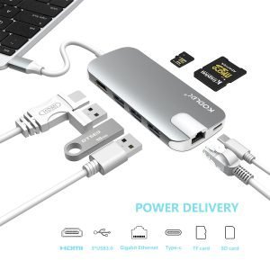 Bộ chuyển đổi KODLIX N30H Adapter USB-C to HDMI/Ethernet/USB 3.0x3/USB-C/Card Reader
