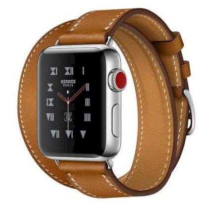 Đồng hồ thông minh Apple Watch Hermès Series 3 38mm Stainless Steel Case with Fauve Barenia Leather Double Tour
