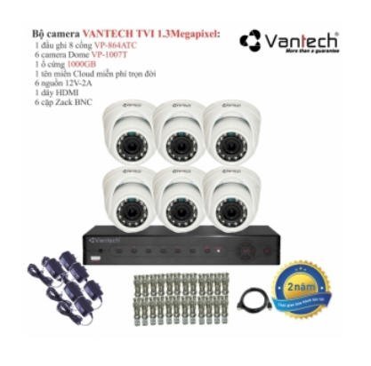 Trọn bộ 6 camera quan sát HDTVI Vantech 1.3 Megapixel VP-1007T-6