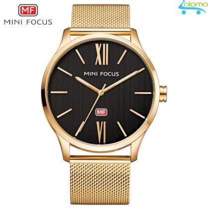 Đồng hồ nam Mini Focus cao cấp dây thép mặt 38mm chống nước (Gold)