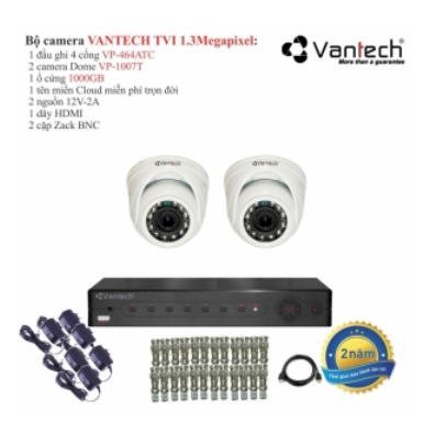 Trọn bộ 2 camera quan sát HDTVI Vantech 1.3 Megapixel VP-1007T-2