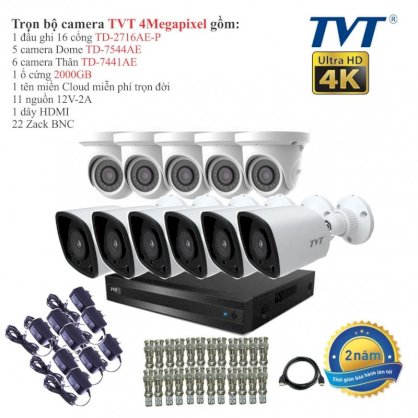 Trọn bộ 11 camera an ninh TVT 4 Megapixel TD-7441AE-11 Full 4K