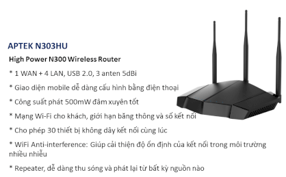 Bộ định tuyến không dây Aptek N303HU